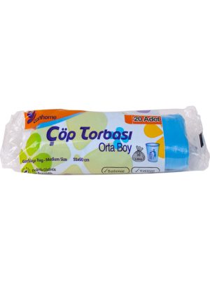 Canhome Orta Çöp Torbası Mavi 55x60 cm 20 li - 1 Paket