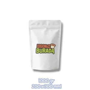 Beyaz Kraft Alüminyum Doypack 200x300 mm - 1000gr (1 kg) Penceresiz Kilitli Zipli Ambalaj